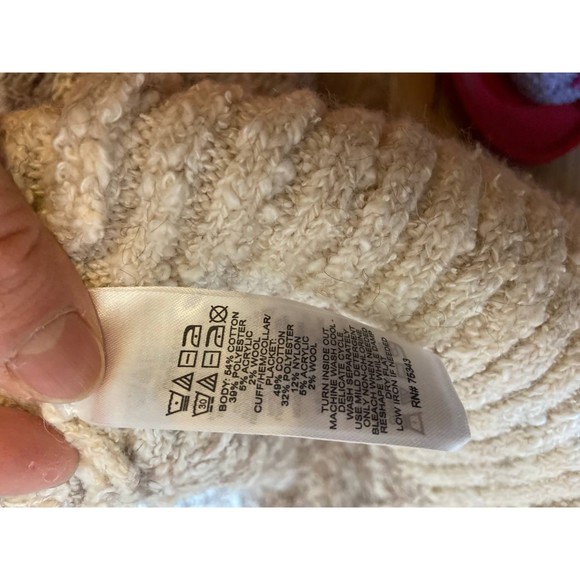 NWT Joie Cream and Brown Boho Open Front Long Cardigan Size Medium Wool Blend - Picture 5 of 5